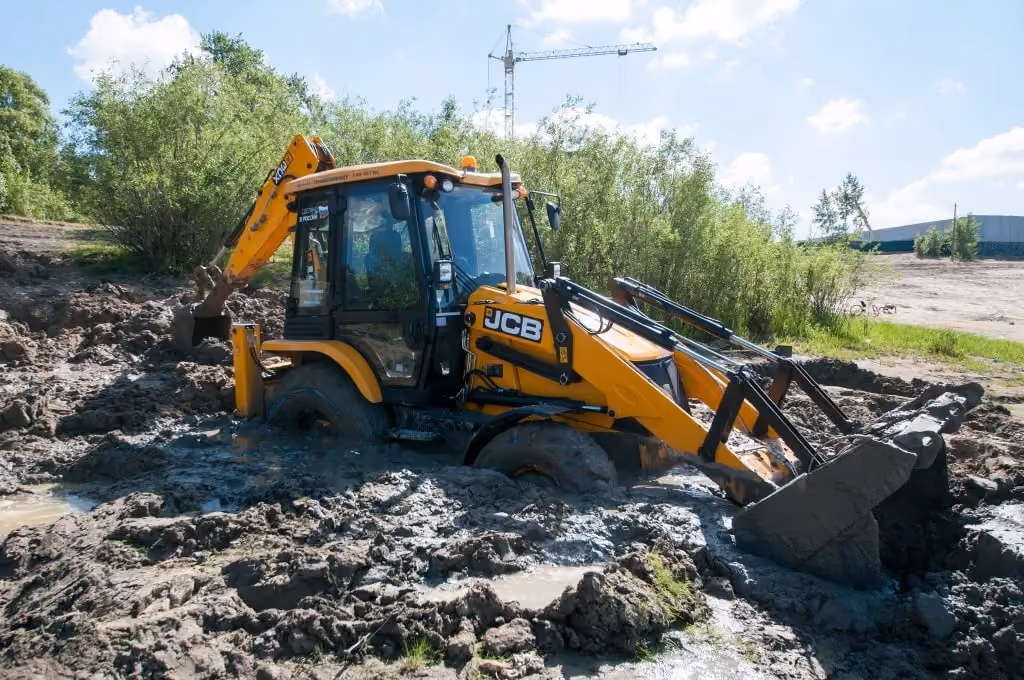 Image of vehicle trapped in mud